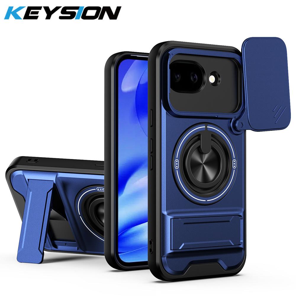 KEYSION Magnetic Phone Case for Google Pixel 10A Slide Camera Protection Upright Stand 360° Ring Shockproof Cover for Pixel 10A