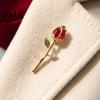 Suits Lapel Pin Red Rose Bud Brooch Pin, Retro Rhinestone Floral Women Collar Men Jewelry Accessories for Suit Dress Coat Scarf Luxury
