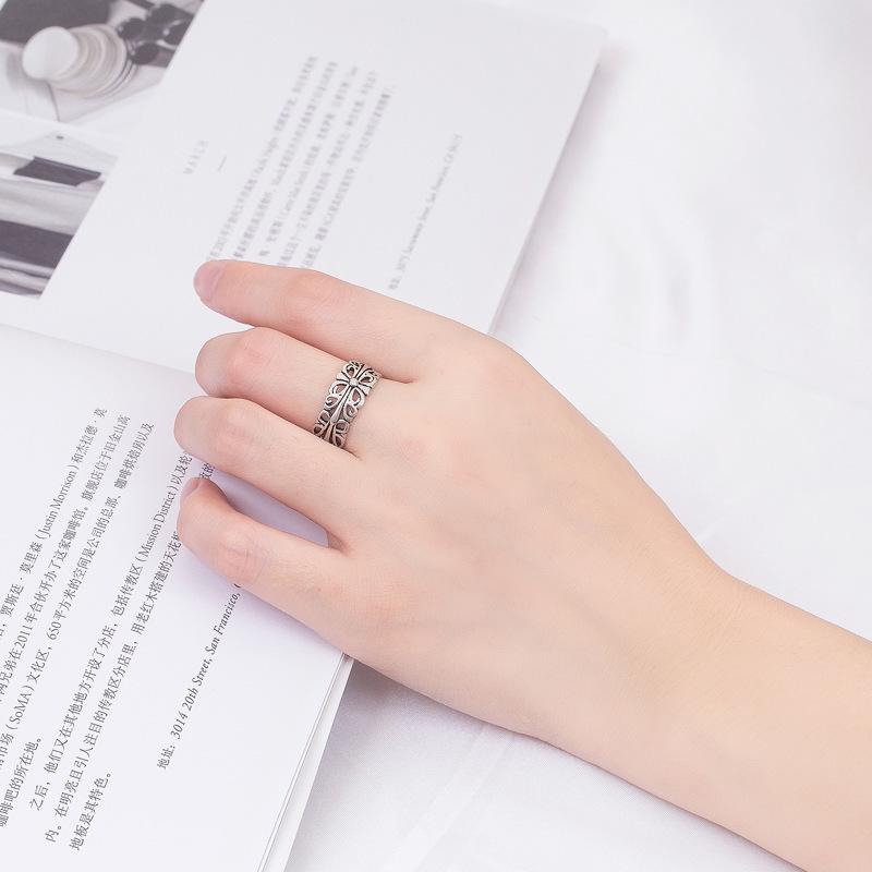 Серебряное кольцо S925, модное ретро тайское серебряное открытое кольцо, женское посеребренное кольцо, новое кольцо