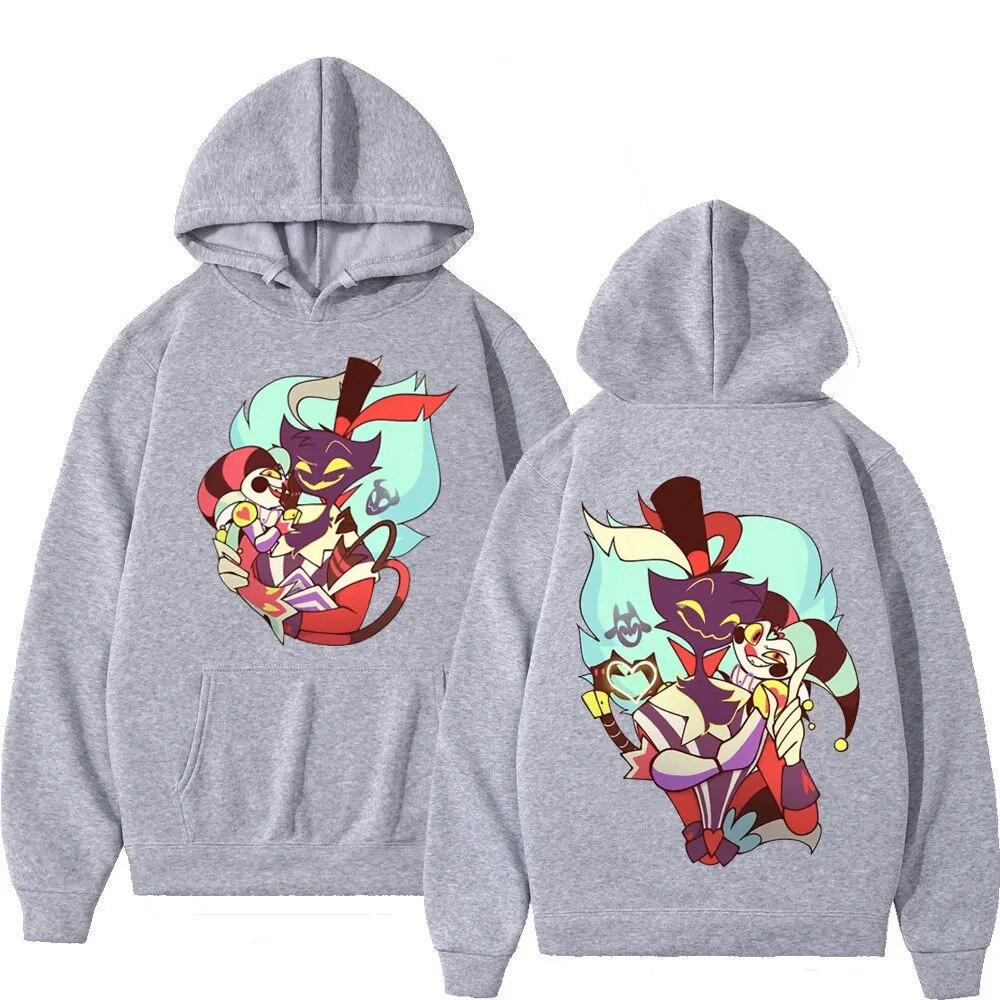 Anime Helluva Boss Double Sided Print Hoodie Unisex Women High Street Fashion Oversized Pullovers Cartoon Trend Hooded Sweatshirts