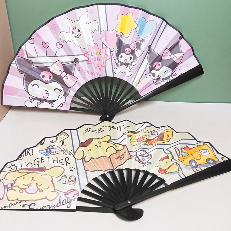 Синнаморолл Моя Мелоди Мультфильм Sanrio Куроми Складной Веер Шелковая Ткань 8 Дюймов Женские Подарки Домашний Декор Бамбуковая Ручка Ручной Веер