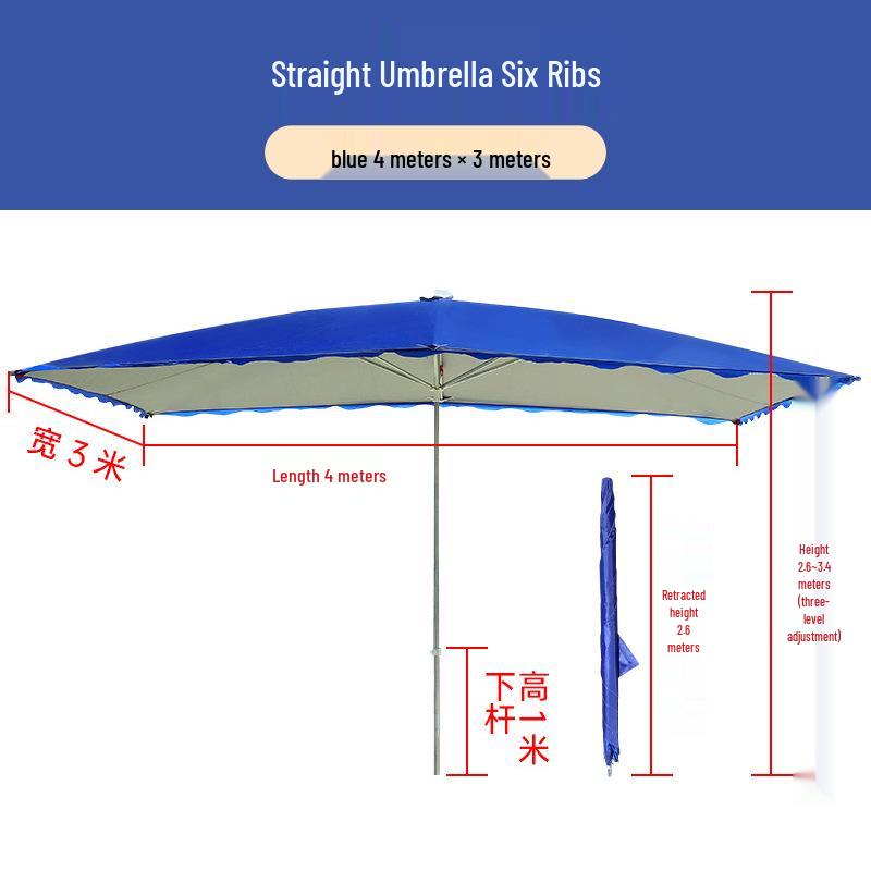 Large Rectangular Folding Patio Umbrella with Canopy Sun Protection
