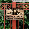 2D Flat, 1pc "Papas Service Reparaturen" Vintage Sign, 12"×8" - Funny German Dad Repair Plaque, Tool & Wood Style - Aluminium Wall Hanging for Garage