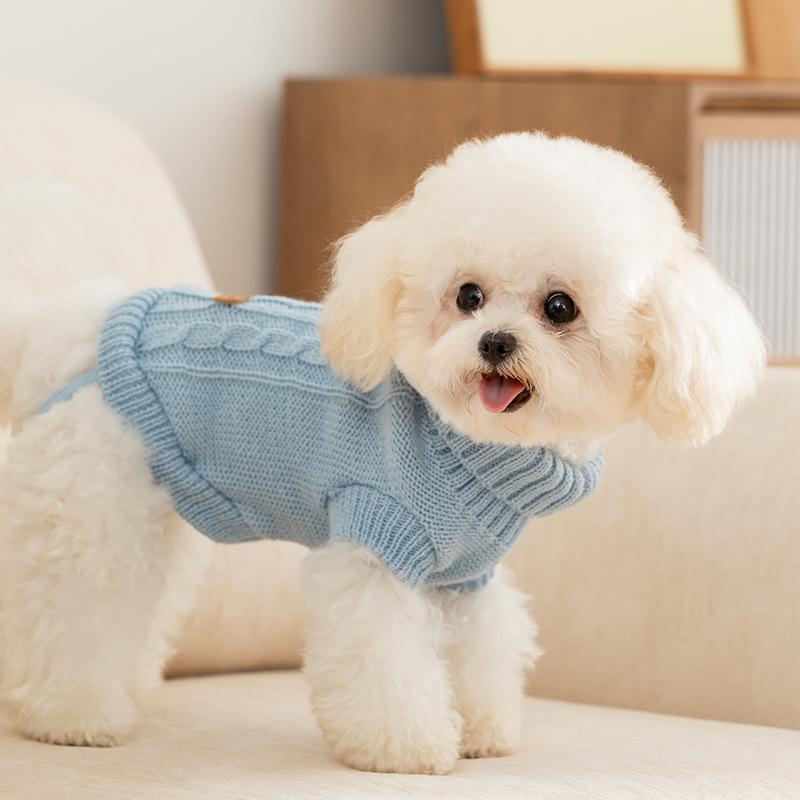 Осень и зима одежда для щенков инс ветер простой вязаный свитер с узором «скрученный цветок» зимняя теплая одежда для щенков кошек домашних питомцев