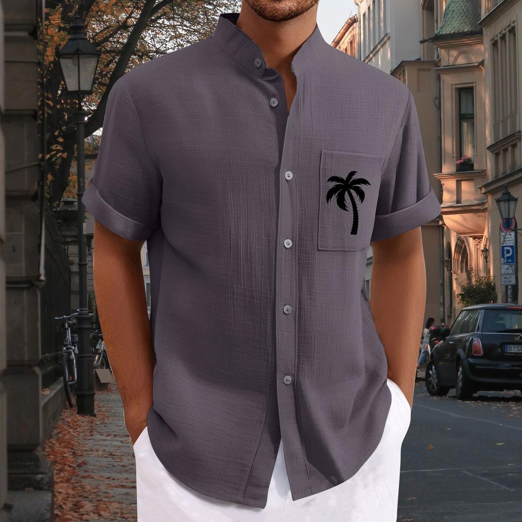Men'S Casual Loose Short Sleeved Printed Shirt With Fashionable Top