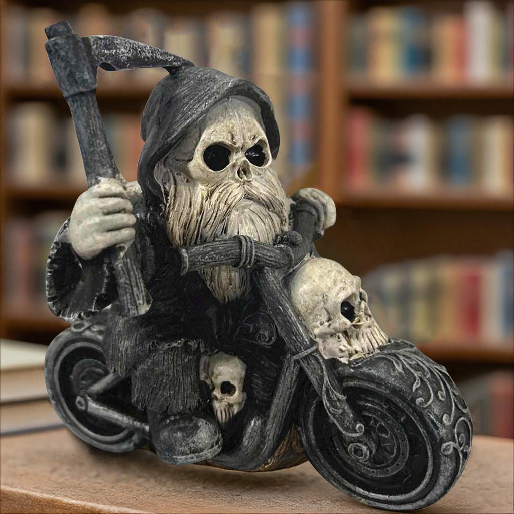 Skeleton Grim Motorcycle Rider Resin Ornament