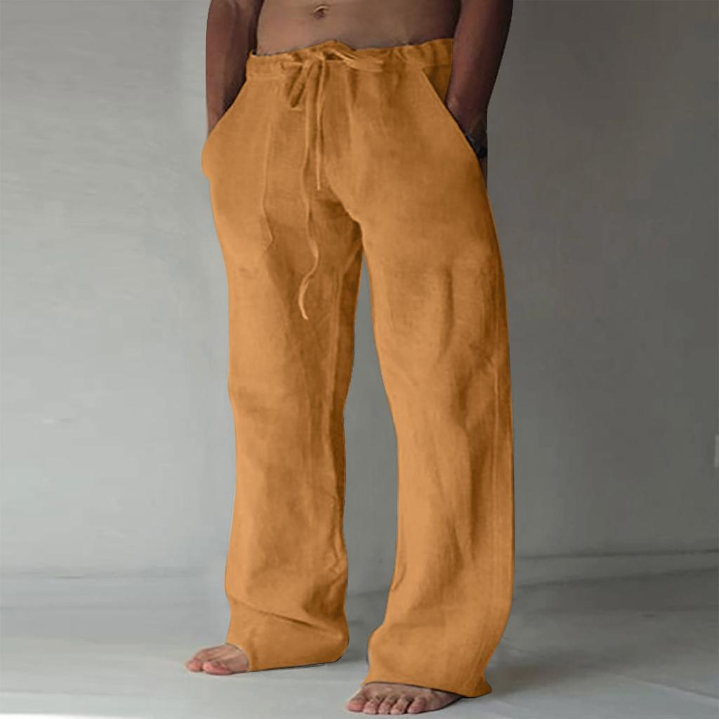 Linen Clothing For Men Natural Linen Pants For Men Contemporary Comfortable Quality Soft Linen Pocket Color Trousers