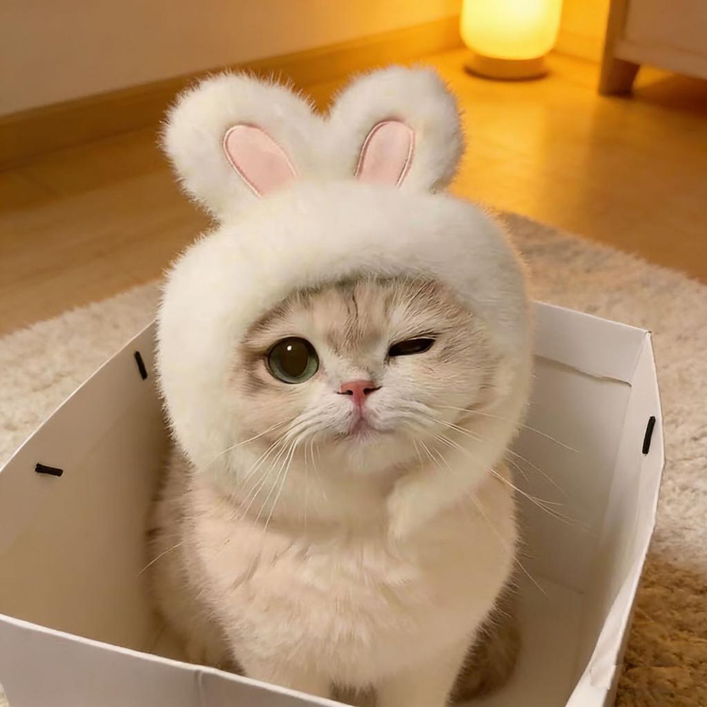 Maltese white goose hood Taiyaki cat hood pet hat small dog cute funny hat