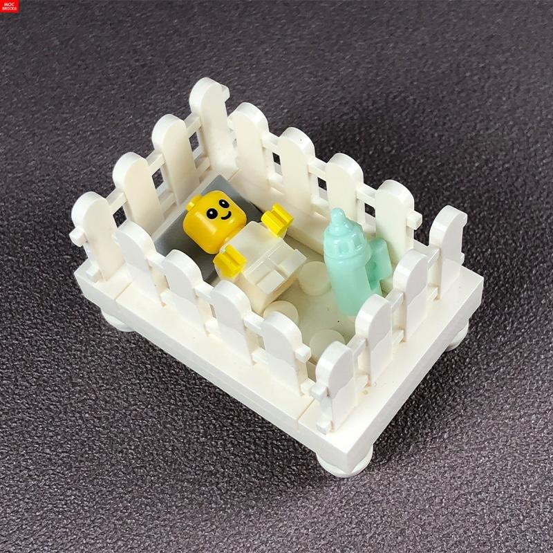MOC Кубики Детская коляска люлька для младенцев подставка для бутылочки Обучающие Строительные Блоки Игрушки для Детей Девочек Подарок
