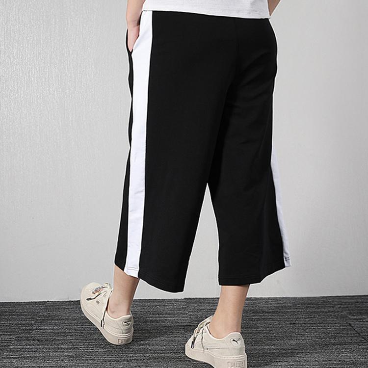 Puma Breathable Loose Wide-Leg Cropped Pants Retro Sports Long Pants Women Pants Black 579210-01