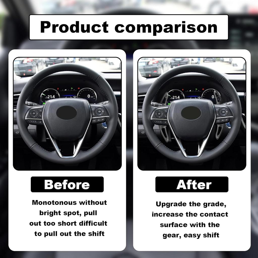 Steering Wheel Paddle Shifter Extensions Covers Compatible With Toyota Camry 2018- For Corolla RAV4 Avalon -, Aluminum Car Paddle Shifter Extension