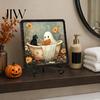 Stable Metal Stand Sign Halloween Wooden with Stand, Spooky Ghost Table Theme Centerpiece for Home Office Tabletop Shelf Party Decor Retro Style Wood
