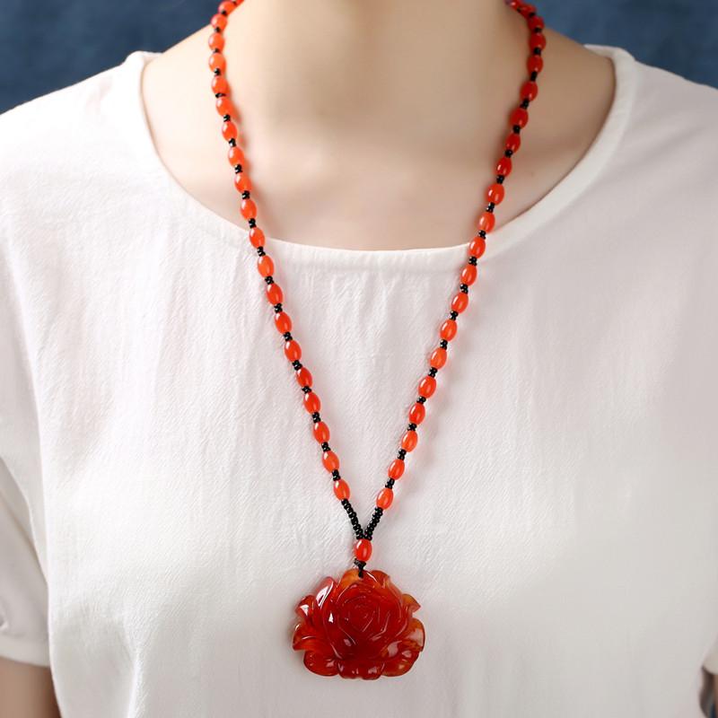 Этнический стиль бисерная подвеска из янтаря цепочка для свитера