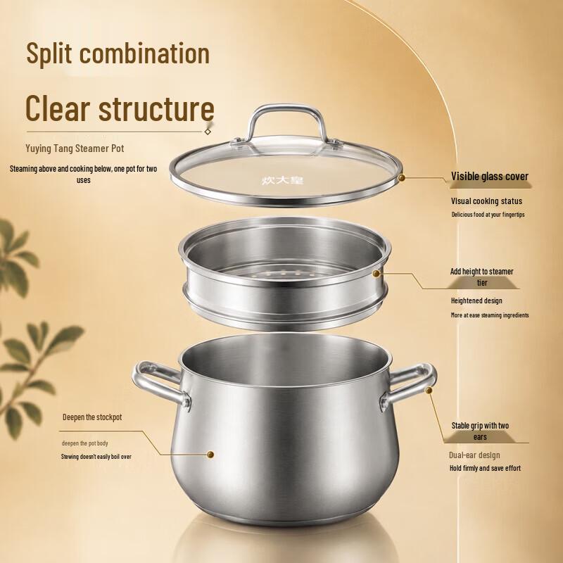 Cooker King Yuying Stainless Steel Soup and Steamer Pot (24cm)