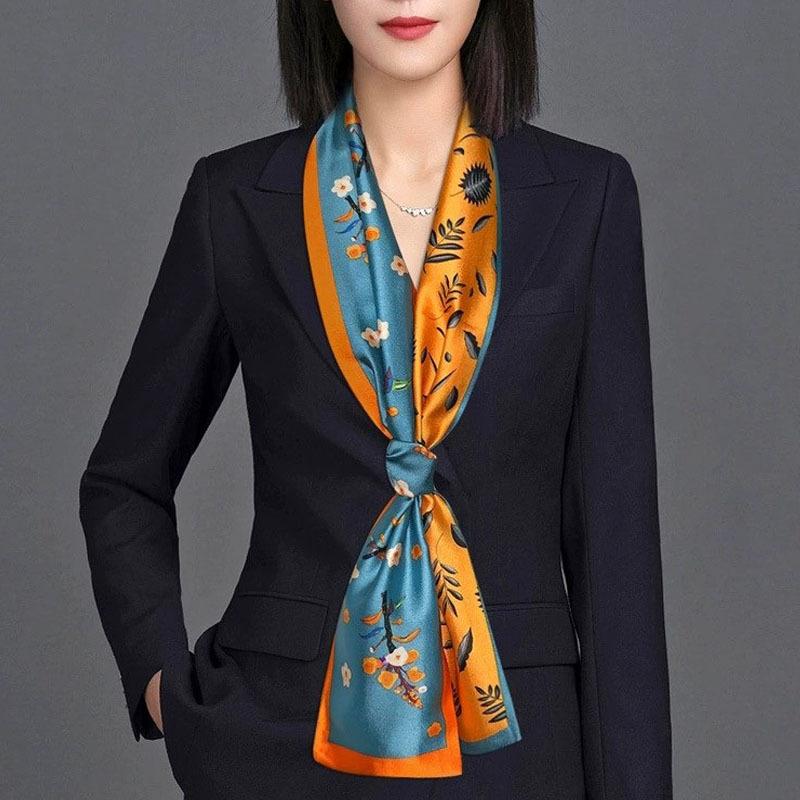 New Small Long Silk Scarf Women Tie Bag Headband Horse Printing Hairband Scarves Korean Style Neckerchief Ribbon Luxury Brand