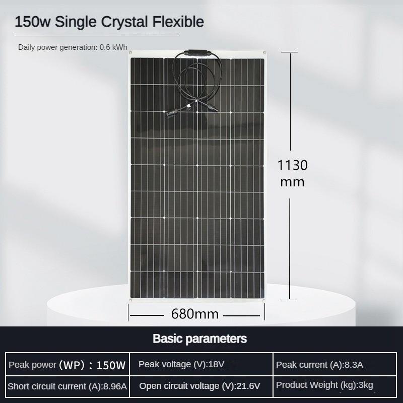 Портативная гибкая солнечная панель Монокристаллический кремний Фотоэлектрическая панель для выработки электроэнергии Кровельная панель солнечных элементов