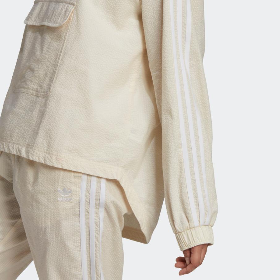 adidas Оригинальная куртка с капюшоном и карманом-кенгуру из поплина Hz Tt Brand Logo Print Женская куртка Off-White HL9311