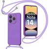 Чехол для Xiaomi Redmi Note 14 5G (не для 4G), Мягкий силиконовый противоударный чехол с фиолетовым шнурком