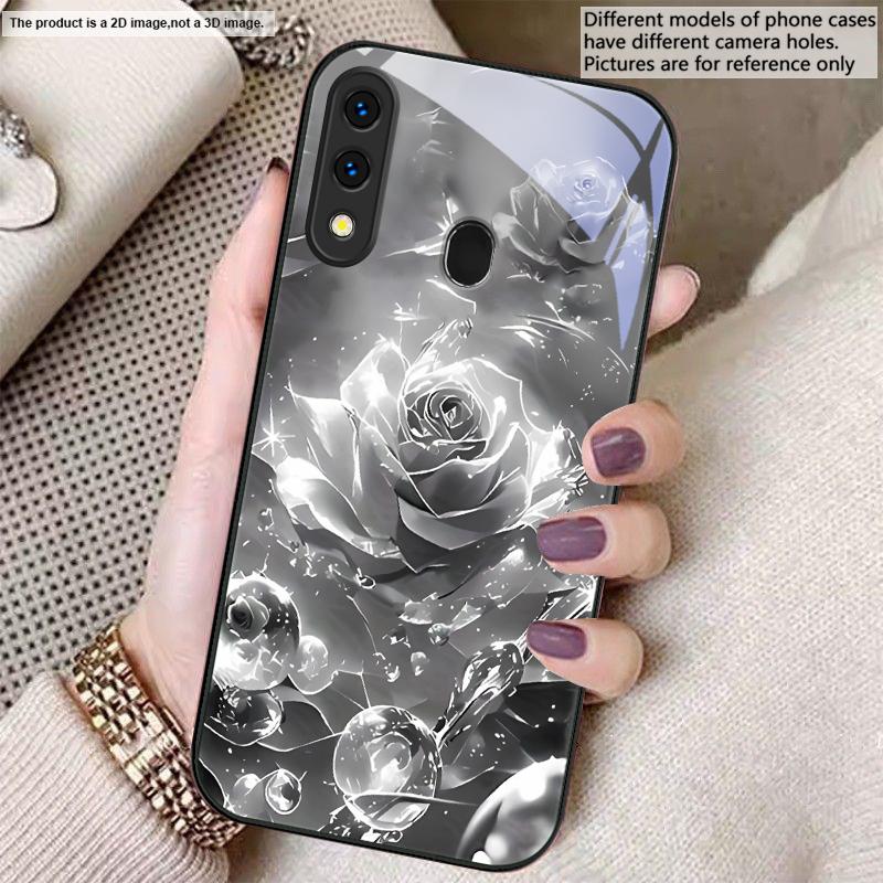 Розы цвета ледяного кристалла Для Samsung A20 30 22 23 24 25 26 31 32 33 34 35 42 50 51 52 53 54 55 56 70 71 72 73 стеклянный чехол для телефона