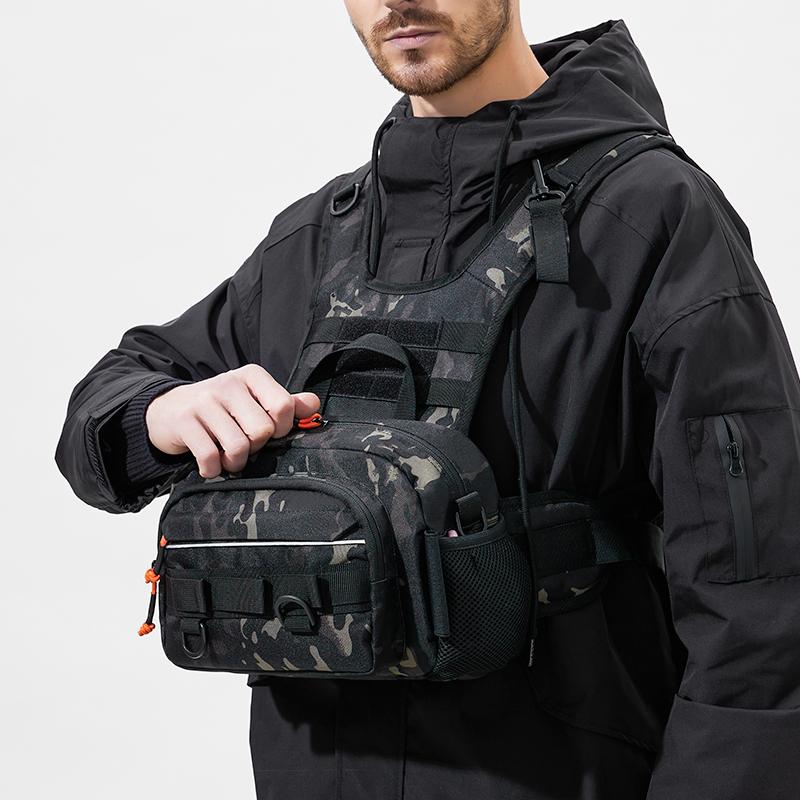 Многофункциональная спортивная нагрудная сумка большой емкости, новая тактическая нагрудная сумка, камуфляжный спортивный мужской жилет-рюкзак