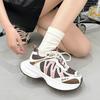 Парижская мода, кроссовки на толстой подошве, увеличивающие рост, женские, 2025 новинка, ретро-расцветка, сетчатые дышащие повседневные спортивные туфли