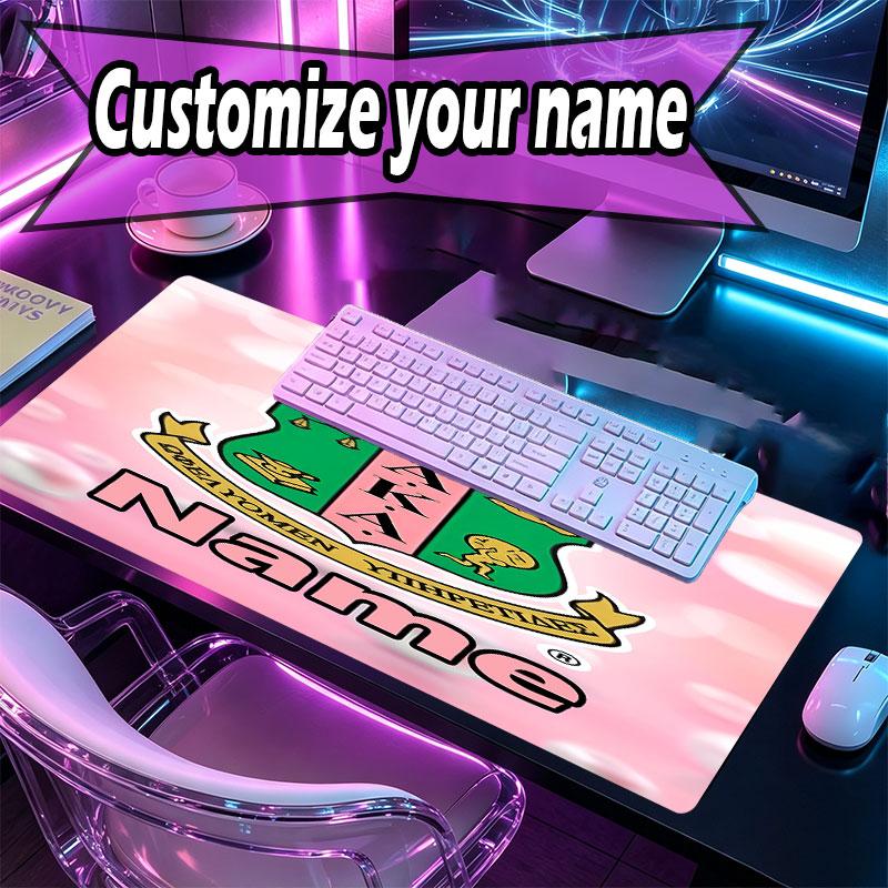 Custom Name Personalized Alpha Kappa Alpha Pattern Mousepad, Laptop PC Desk Mat, Decorative Desk Mat for Home Keyboard Pad Gift