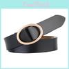 Leather Belt For Women With Oval Metal Buckle And Minimalist Style