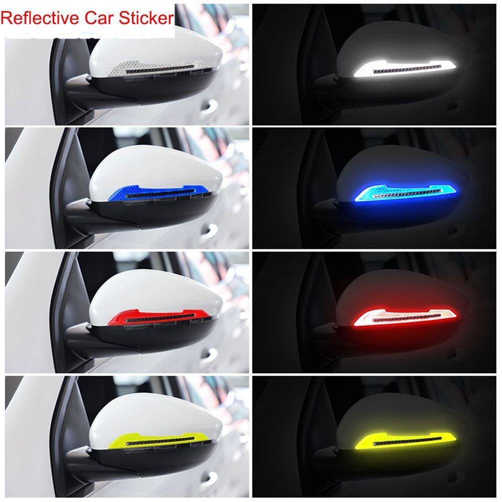 2pcs Anticollision Reflective Stickers Anti-Scratch Night Warning Sticker Rearview Mirror Stickers