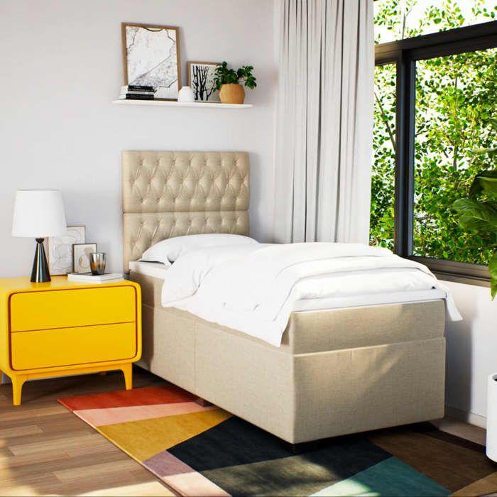 Maison Exclusive - Sommier à lattes de lit avec matelas Crème 100x200 cm Tissu
