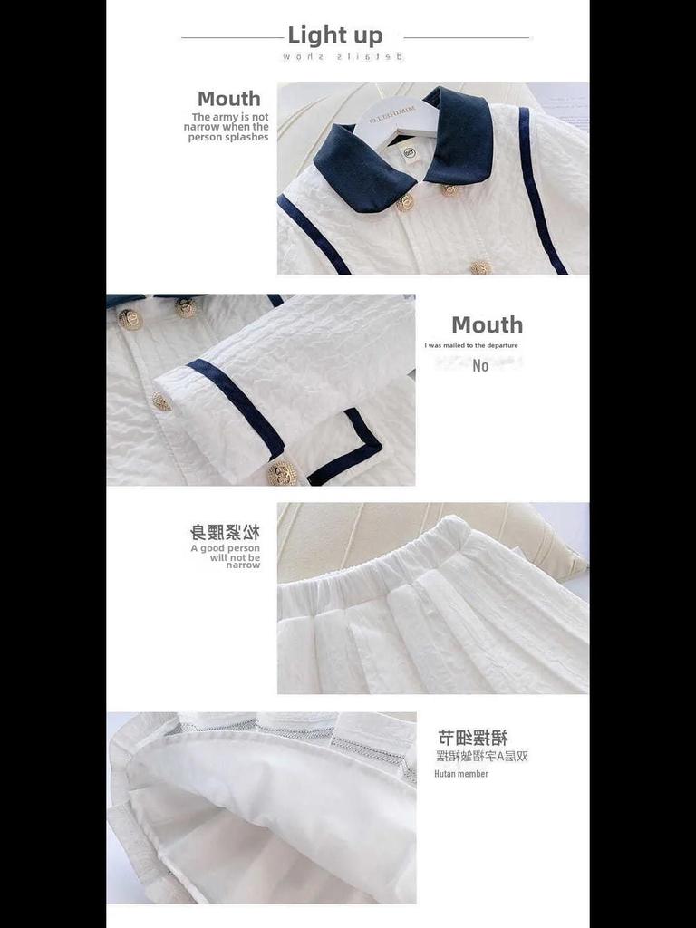 2024 Женский костюм в стиле колледжа JK: Комплект из плиссированной юбки и платья весна/осень