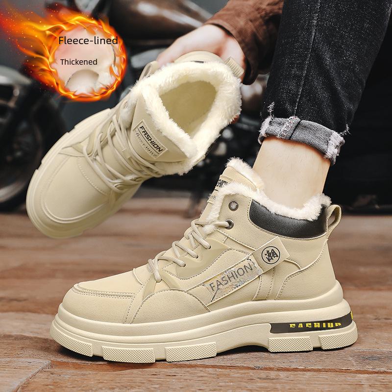 Мужские высокие зимние ботинки на шнуровке с бархатной подкладкой - Теплые уличные зимние спортивные ботинки Мартин