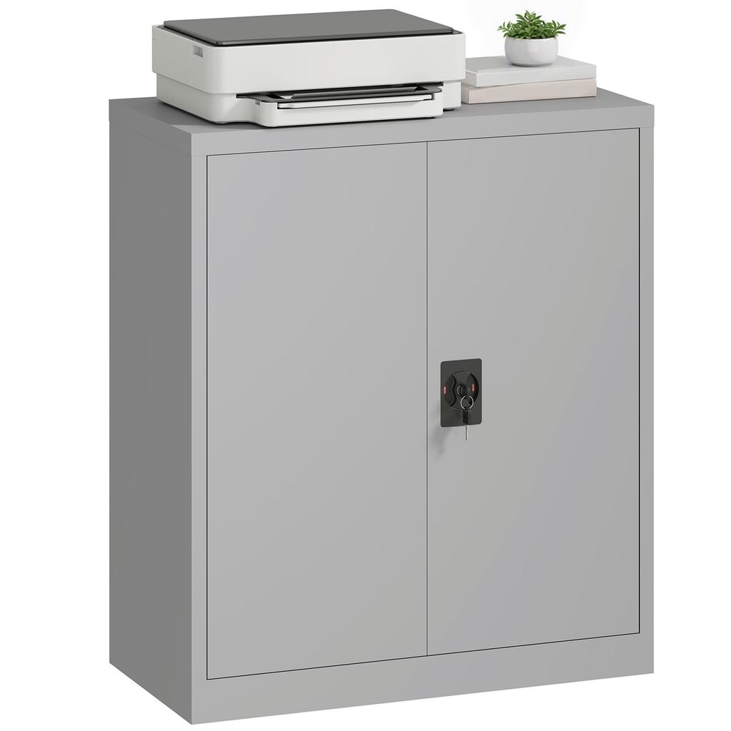 Filing Cabinet Steel Cabinet Multi Purpose Cabinet With Adjustable Shelf And Lock For Study Living Room Gray