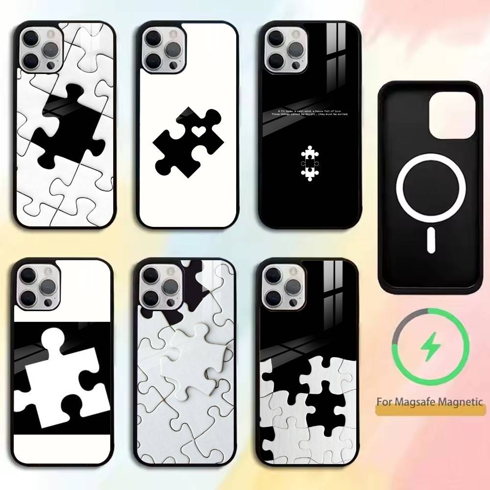 Creative puzzle Phone Case For iPhone17,16,15,14,13,12,11 Plus,Pro Magnetic For Magsafe Wireless Charging