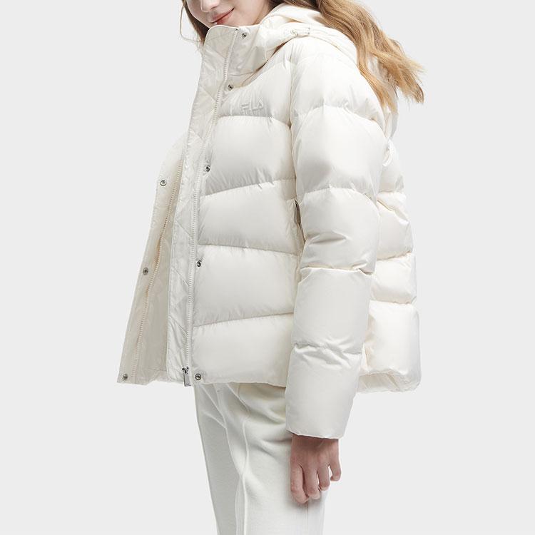 Fila Серия Heritage Однотонная повседневная куртка-пуховик с капюшоном Женская верхняя одежда Светло-бежевый F11W348916F-IV