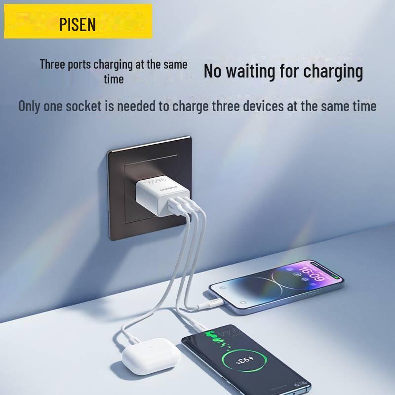 PISEN 20-ваттное зарядное устройство с двумя портами для телефонов Huawei и Apple, быстрая зарядка PD20W, сертифицировано 3C.