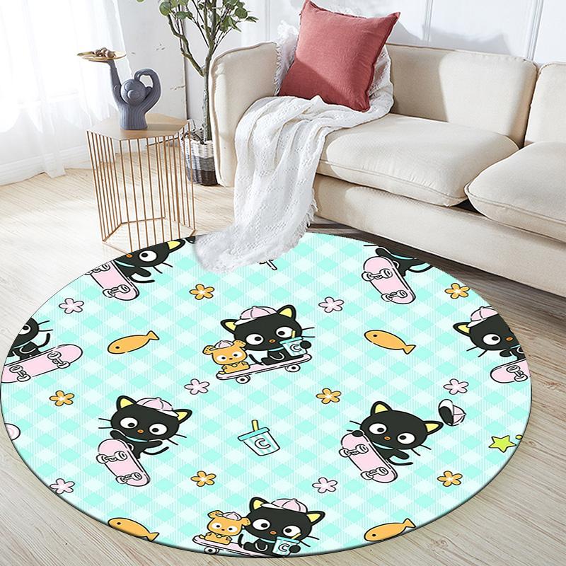 Chococat,Round Area Rug,Carpet Rug for Living Room Bedroom Sofa Playroom Decor,Non-slip Floor Mat