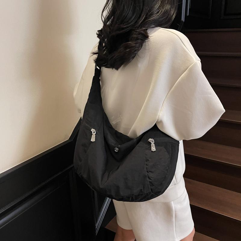 Сумка-хобо женская большой вместимости на плечо/через плечо, легкая спортивная сумка