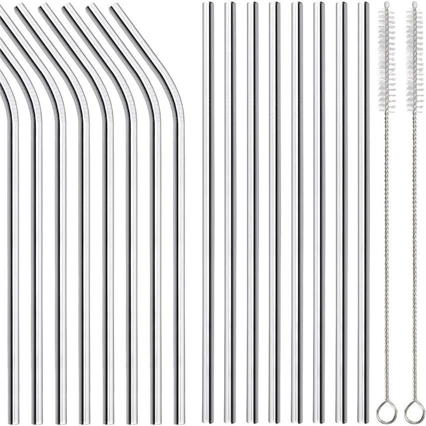 Дорожная кружка из нержавеющей стали с многофункциональными прямыми и изогнутыми трубочками