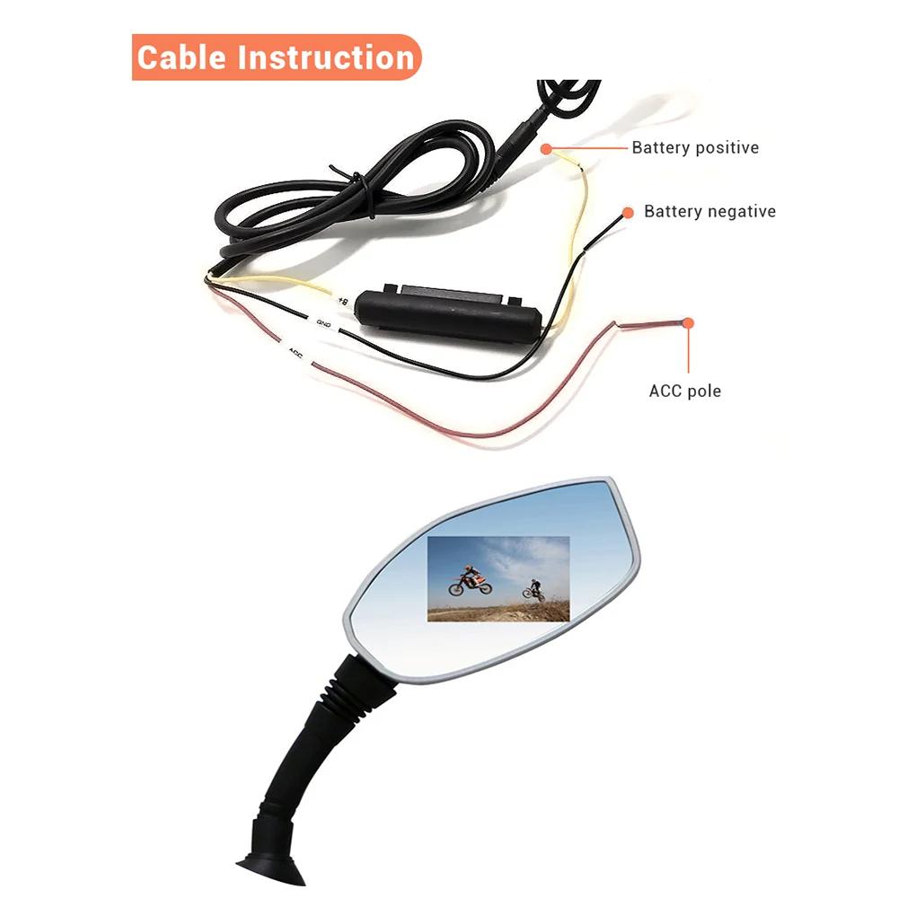 Видеорегистратор для мотоцикла 1080P, камера с двумя объективами спереди и сзади, широкий угол обзора 165°, водонепроницаемый, входное напряжение 12–100 В, циклическая запись, возможность использования карты памяти TF объемом 64 ГБ