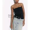 Spring New Fashion Style Sweet All-Matching Sexy off-the-Shoulder Ruched Decoration Tube Top Tops 3067089