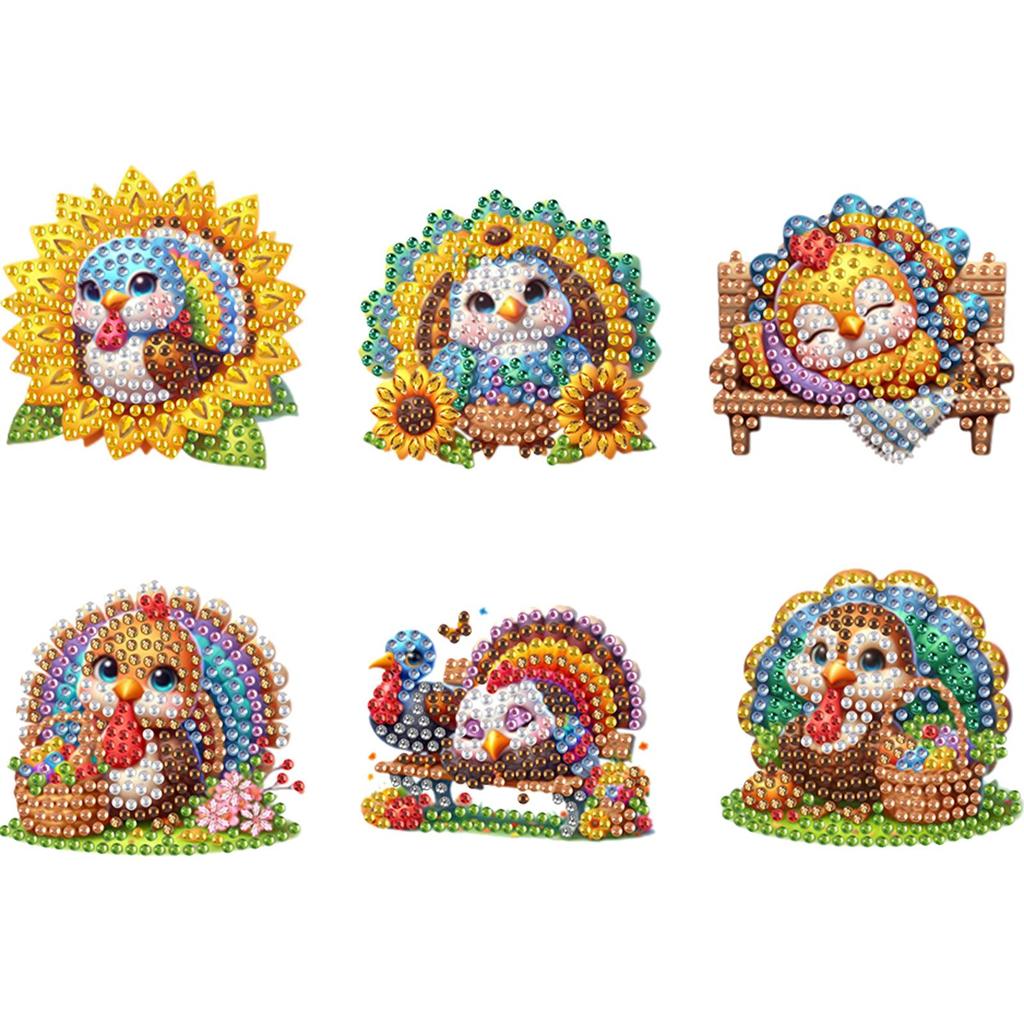 6pcs 2D/flat Soft Magnetic DIY Diamond Art Fridge Magnet Kit Animals Diamond Painting Magnets Refrigerator Diamond Art Magnets