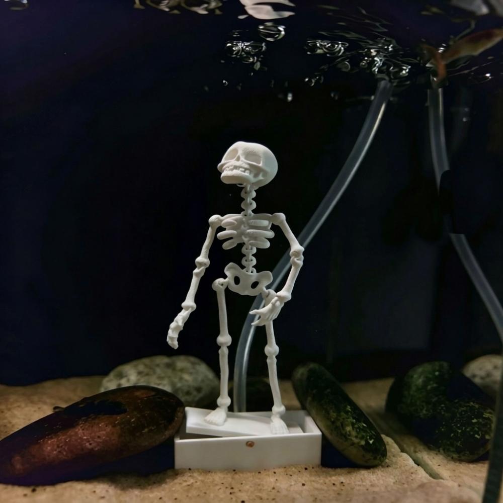 Plastic Dancing Skeleton Aquarium Bubbler 3D Printed Movable Oxygen Skeleton Halloween Decor