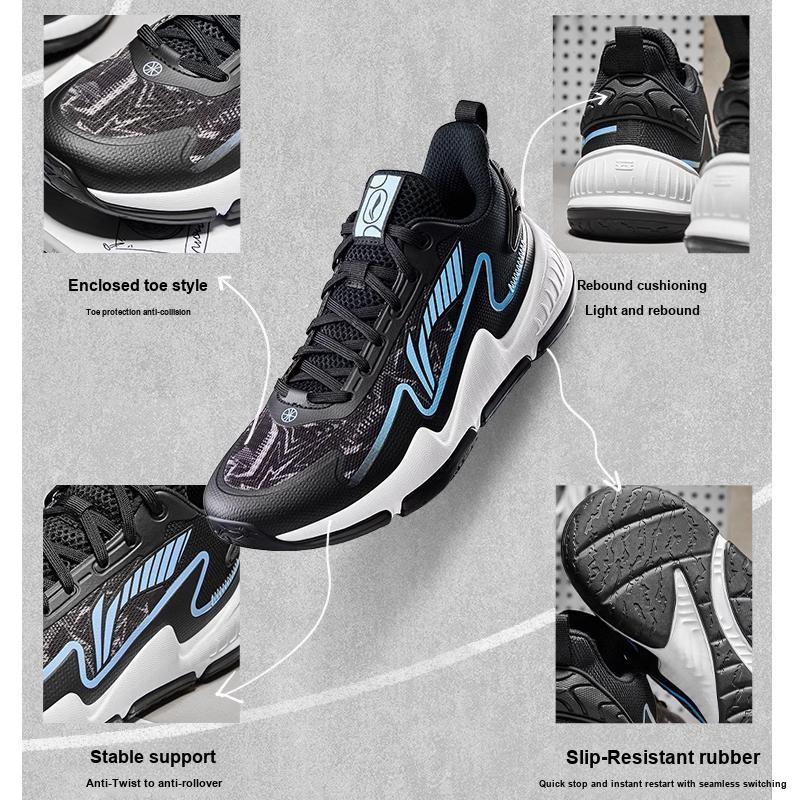 Li-Ning Баскетбольные кроссовки Cloud Non-Slip Anti-Kick Shock Absorbing, износостойкие, дышащие, с поддержкой баланса, низкие, детские, YKBU050-7