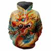 Китайский дракон с рисунком 3D Harajuku, мультяшный аниме, крутой и стильный авангардный мужской мягкий удобный новый топ с капюшоном Tide