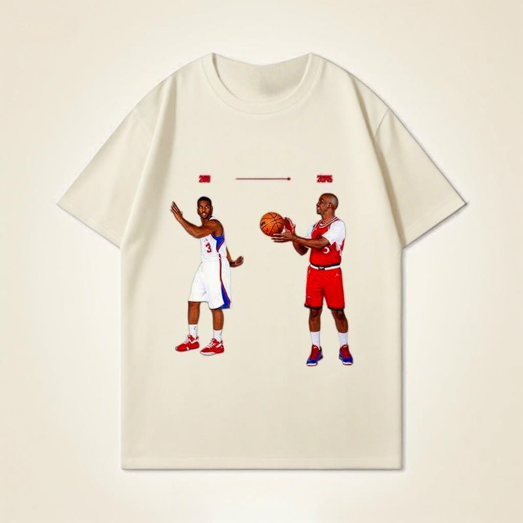 Осенняя футболка из чистого хлопка, приятная к коже, для мужчин и женщин, для пар, модная, простая, с баскетбольным ретро-принтом, трендовая футболка большого размера