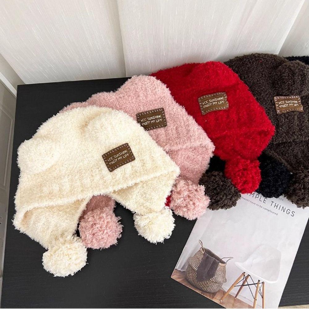 Bear Ears Little Bear Ears Hat Fluffy Winter Plush Hat Fashion Knitted Cap Streetwear