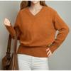 V-образный вырез свитер свитер женский новый свободный большой ярд простой однотонный цвет высокая талия нижняя рубашка