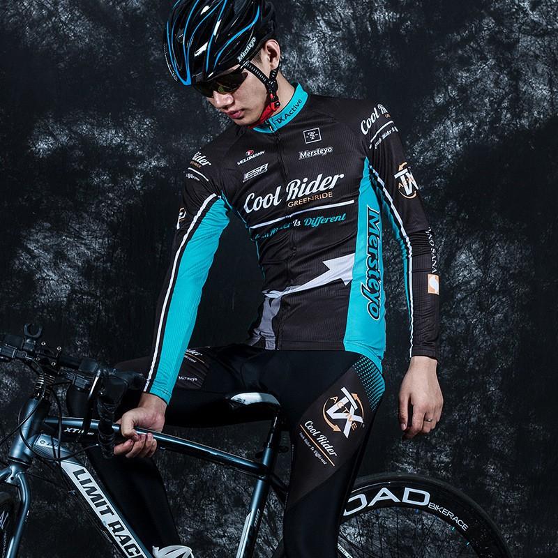 Mens Cycling Jersey Shorts Set Long Sleeve Riding Gear Mountain Road Bike