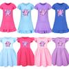 5168 Kids Girls Mira Zoey Rumi Printed Ruffle Short Sleeves Casual Dress