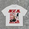 Sza Принт Убить Билла Ретро Графическая Хлопковая Футболка Мужская Уличный Тренд Ретро Y2K Короткий Рукав Женская Мода Хип-Хоп Рок Топ